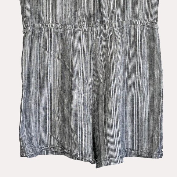 Kelly Renée Sleeveless Striped Romper Jumpsuit Drawstring Waist Pockets Size L - Picture 9 of 14